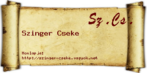 Szinger Cseke névjegykártya